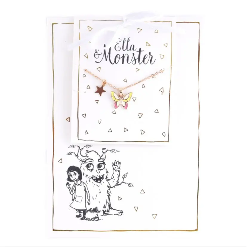 Náhrdelník Ella & Monster - pink butterfly uni