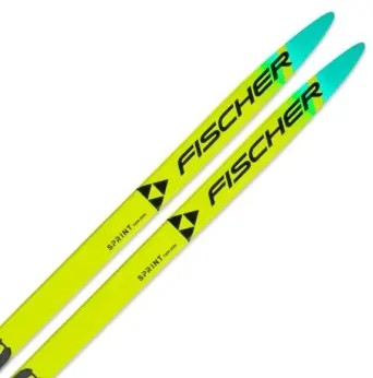 Set dětských běžek Fischer Twin Skin Sprint Mounted + Tour Step-In Jr IFP black/yellow 110