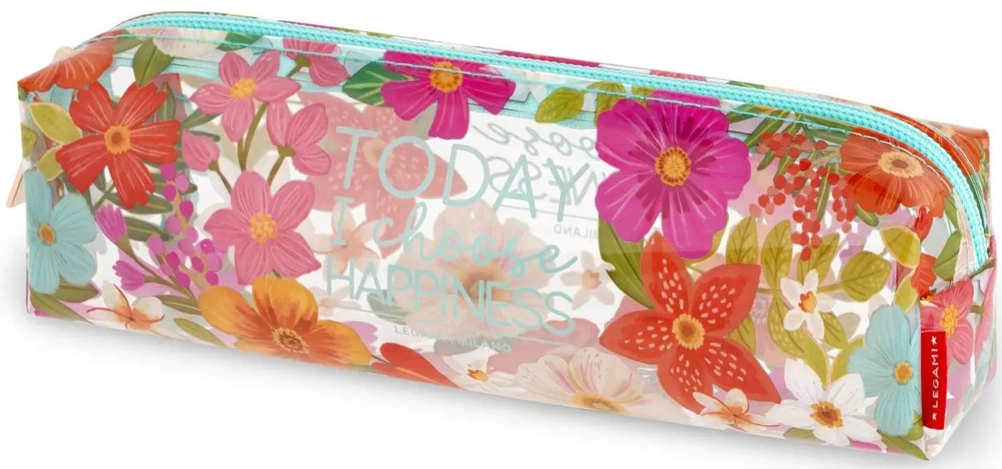 Průhledný penál Legami Transparent Pencil Case - Flowers