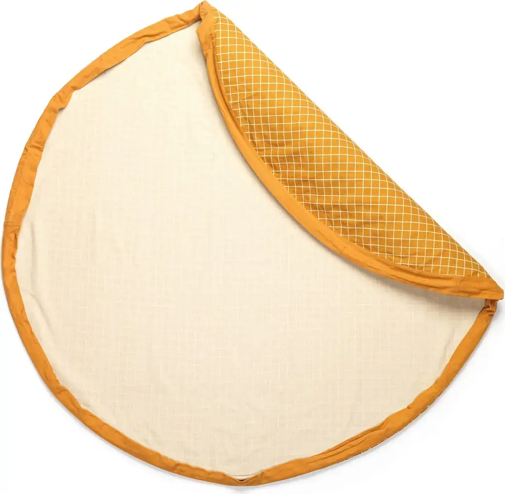 Hrací podložka a vak na hračky Play&Go Noomad - Organic grid mustard uni