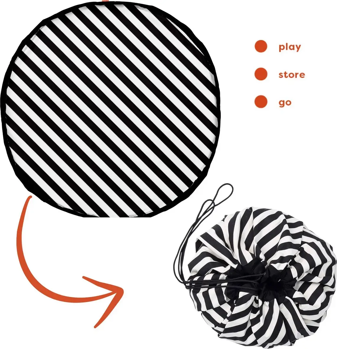Hrací podložka a vak na hračky Play&Go Noomad - Stripes black uni