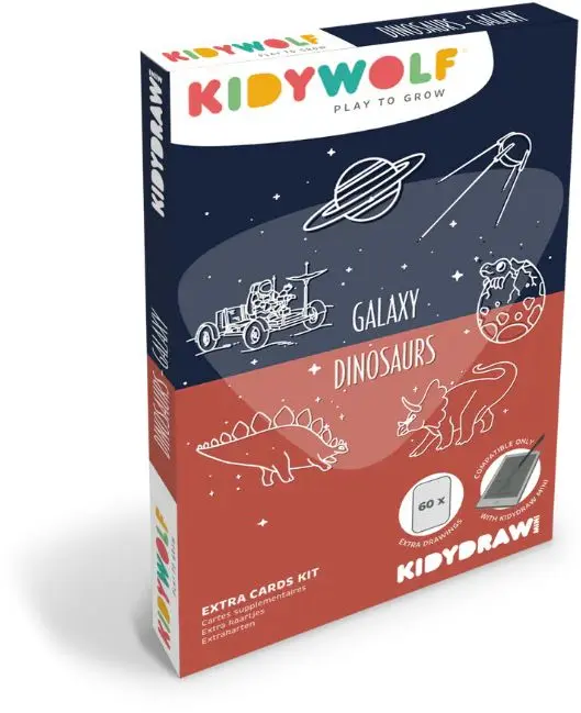 KIDYWOLF Doplňkové karty KIDYDRAW MINI - Galaxie a dinosauři