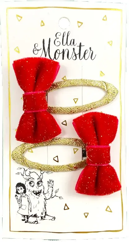 Sponky Ella & Monster - velvet juliet bow red uni