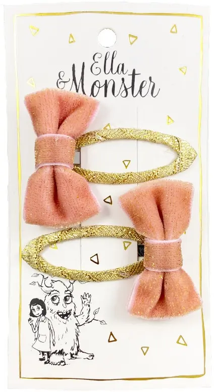 Sponky do vlasů Ella & Monster - velvet juliet bow rose uni