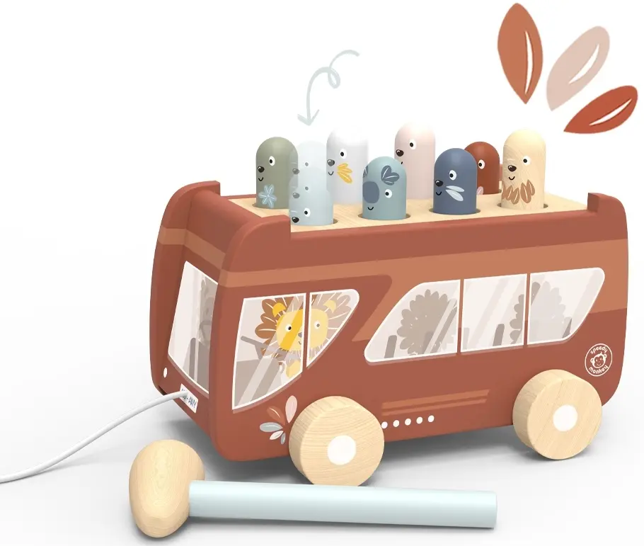 Dřevěná zatloukačka Speedy Monkey - Autobus uni