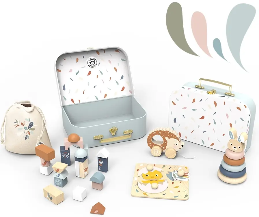 Kufřík s dřevěnými hračkami Speedy Monkey My First Toy Box uni