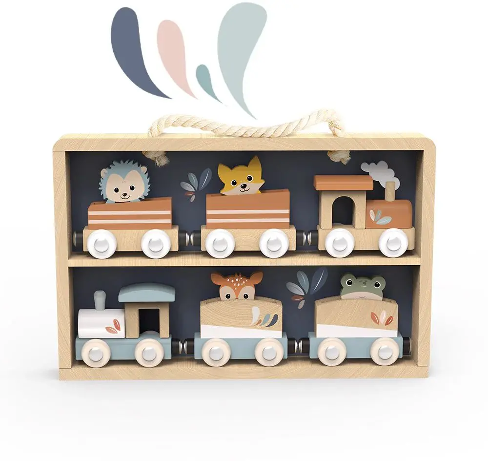 Dřevěné vláčky Speedy Monkey Trains set uni