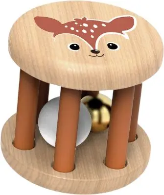 Dřevěné chrastítko Speedy Monkey Roller rattles - Srnka uni