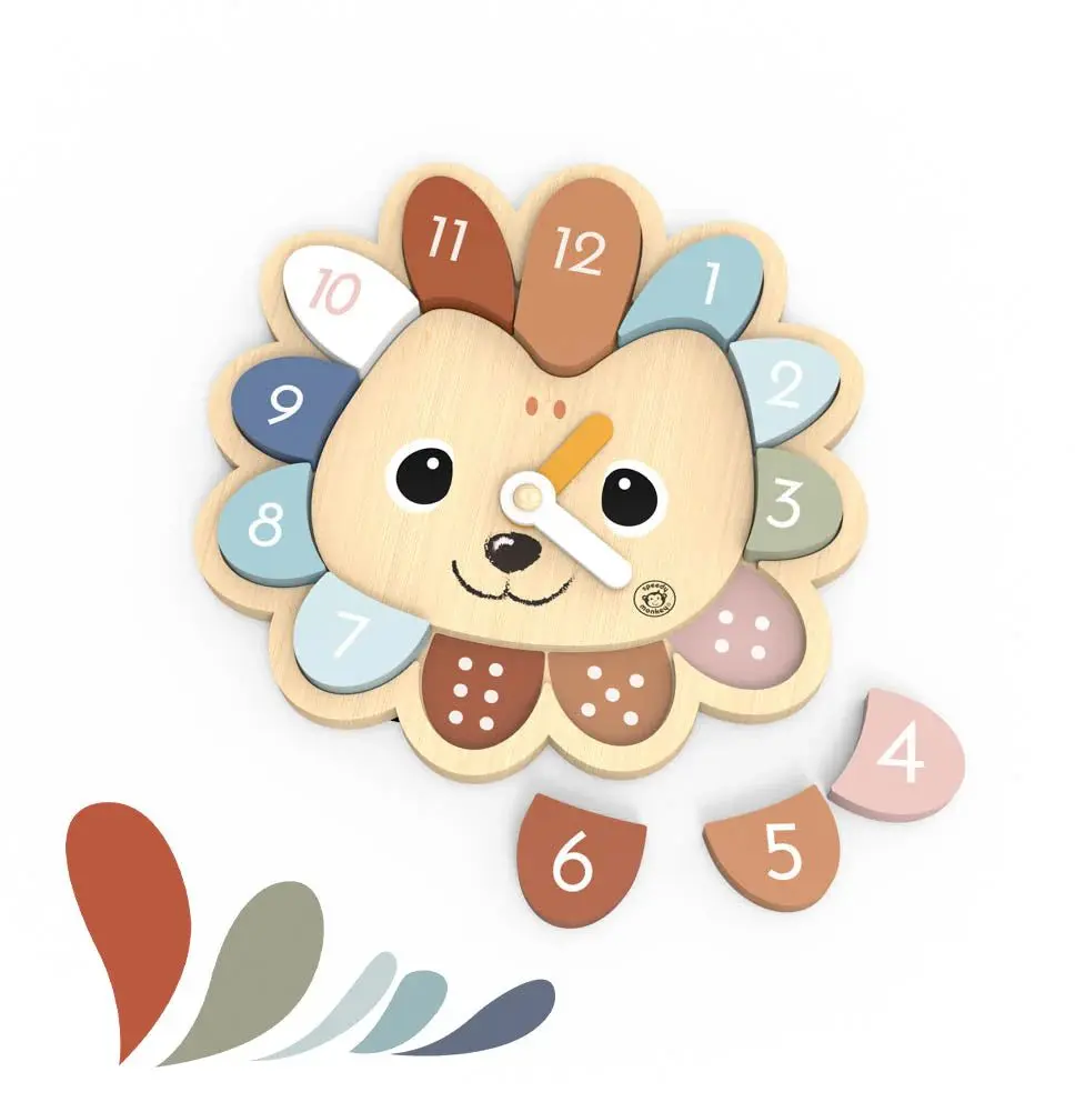 Skládací dřevěné hodiny Speedy Monkey Educational clock - ježek uni