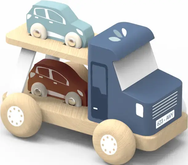 Dřevěný autotransportér Speedy Monkey - Se 2 autíčky uni