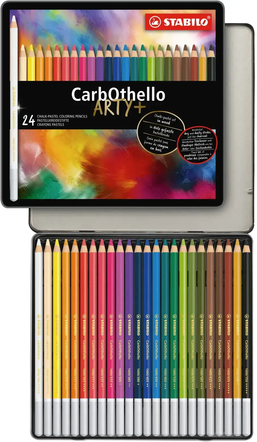 Pastelové křídy - STABILO CarbOthello - ARTY+ - 24 ks sada v plechu - 24 různých barev uni