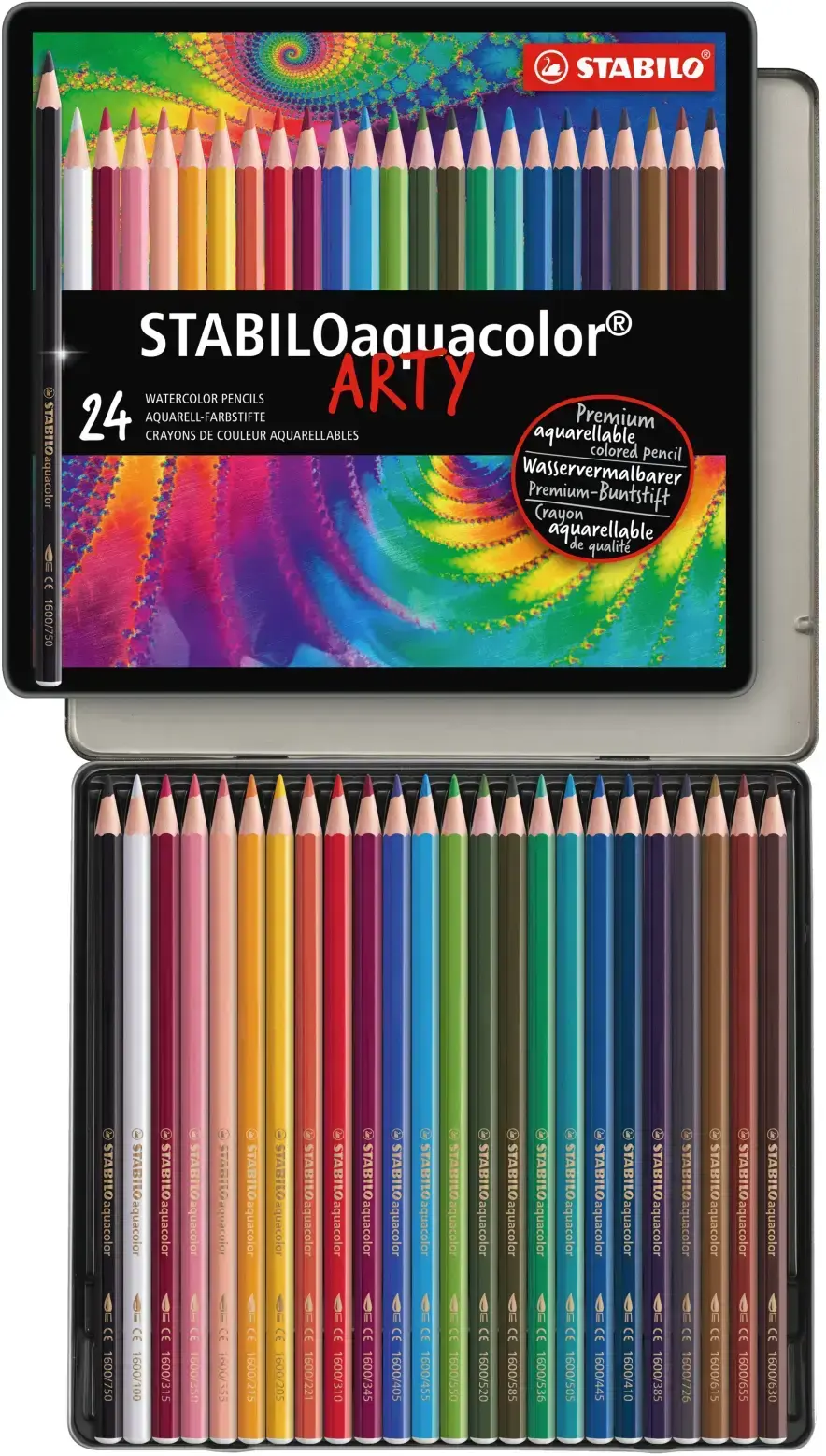 STABILO 1624-5 Aquacolor Akvarelové pastelky 24 ks sada v plechu