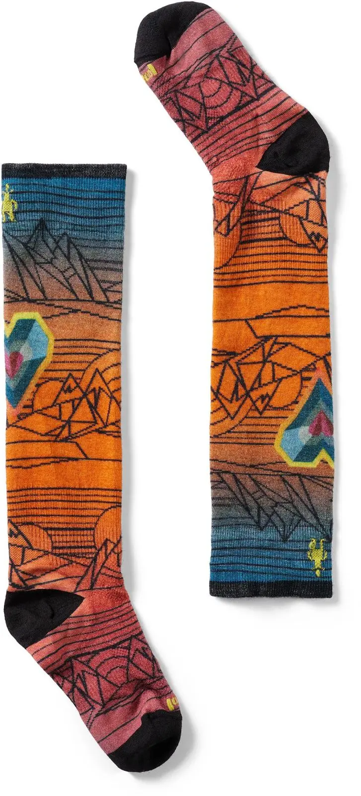 Dětské lyžařské ponožky Smartwool Junior Ski Zero Cushion Geo Peaks Print Ski - orange rust 29-32