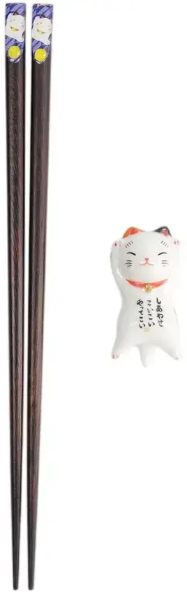 Dárková sada jídelních hůlek s podložkou Tokyo Design Studio Lucky Cat D uni