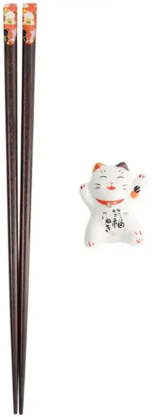 Dárková sada jídelních hůlek s podložkou Tokyo Design Studio Lucky Cat E uni