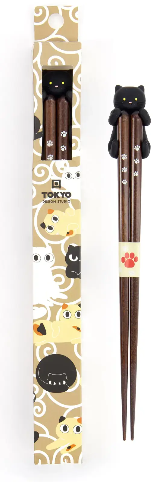 Dárková sada dřevěných hůlek s podložkou Tokyo Design Studio - Cat BK uni