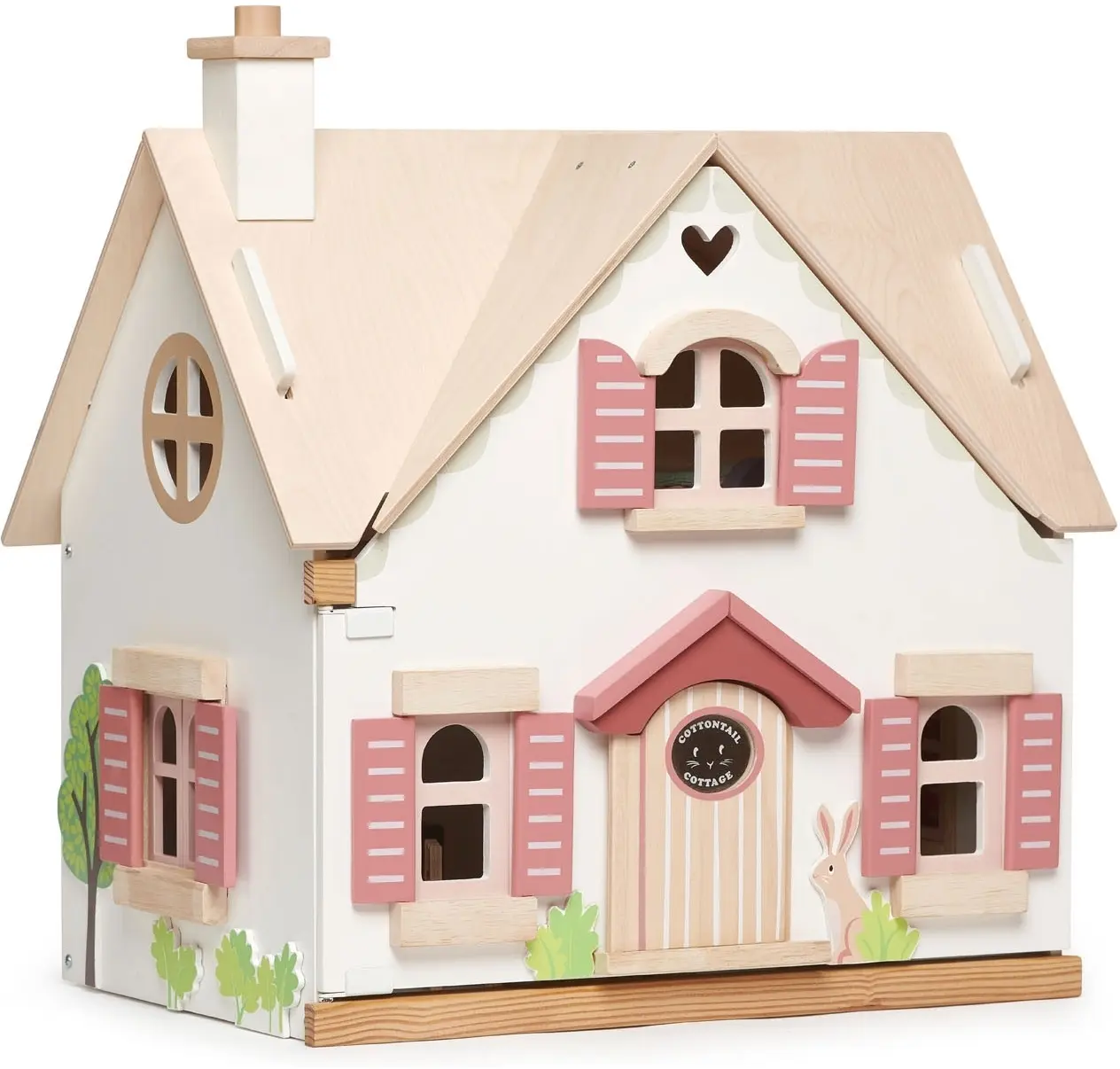 Dřevěný venkovský domeček pro panenku Cottontail Cottage Tender Leaf Toys 13 dílů se stylovým retro nábytkem výška 48 cm