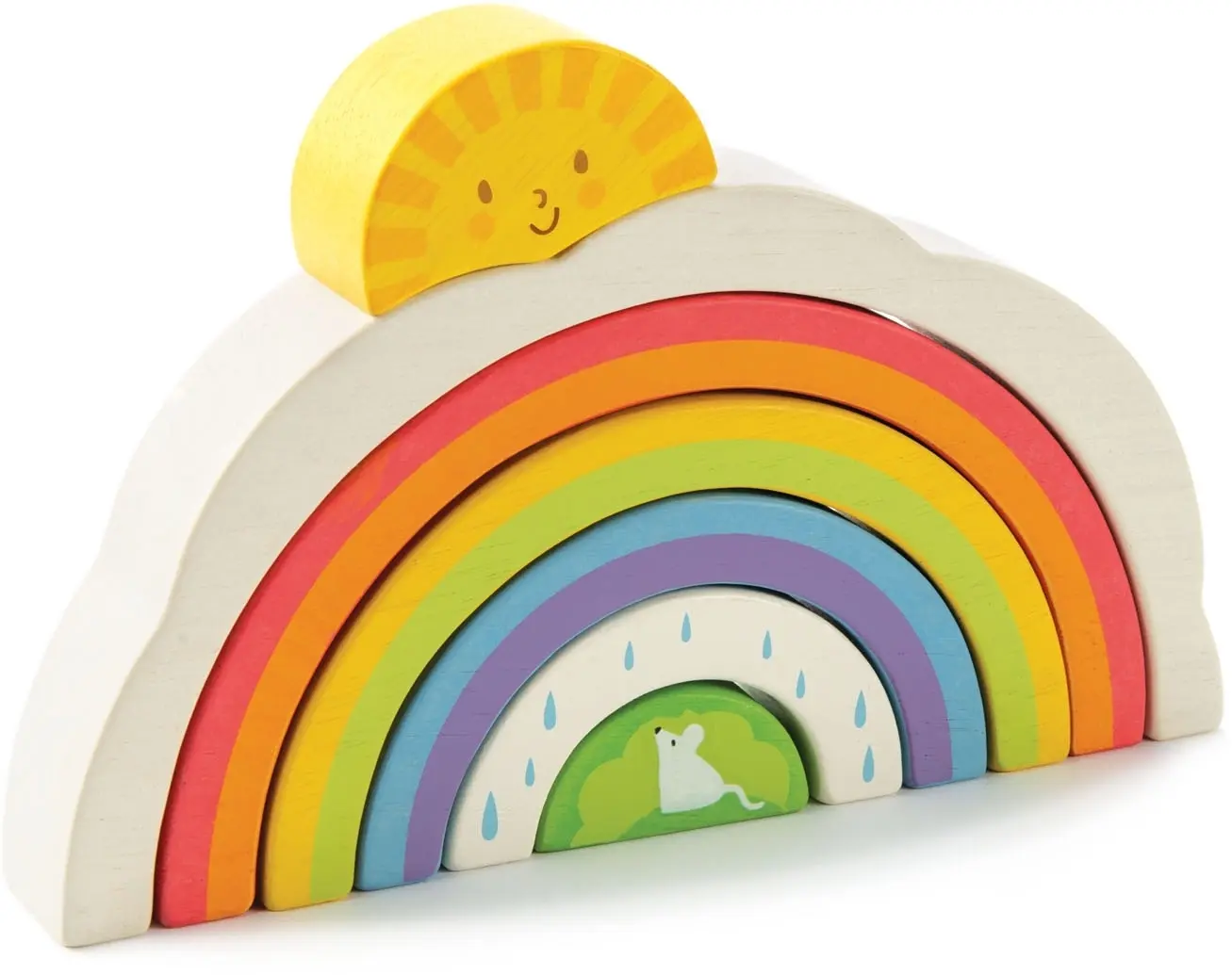 Dřevěný tunel z duhy Rainbow Tunnel Tender Leaf Toys skládačka ze 7 dílů od 18 měsíců