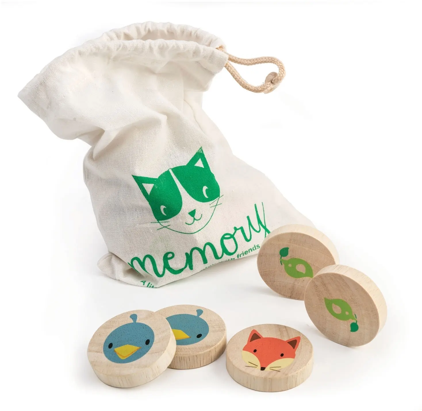 Dřevěné pexeso Clever Cat Memory Tender Leaf Toys 20 kroužků s 10 zvířátky od 18 měsíců