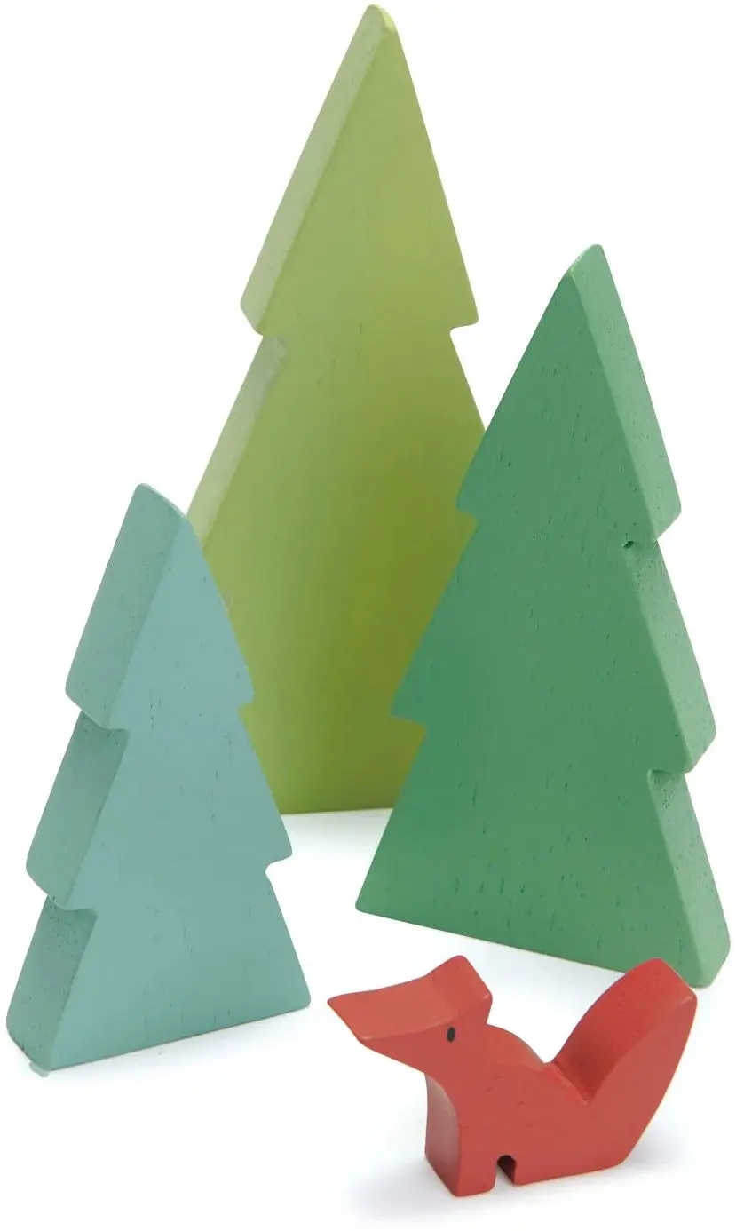 Dřevěný les Tender Leaf Fir Tree Tops uni