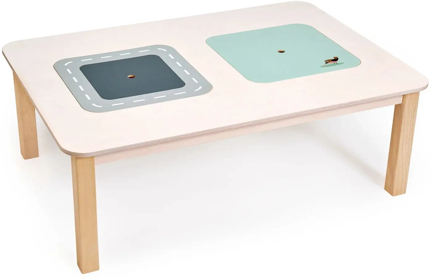 Dřevěný stůl obdélníkový na hraní Play Table Tender Leaf Toys s úložným prostorem s ptáčkem