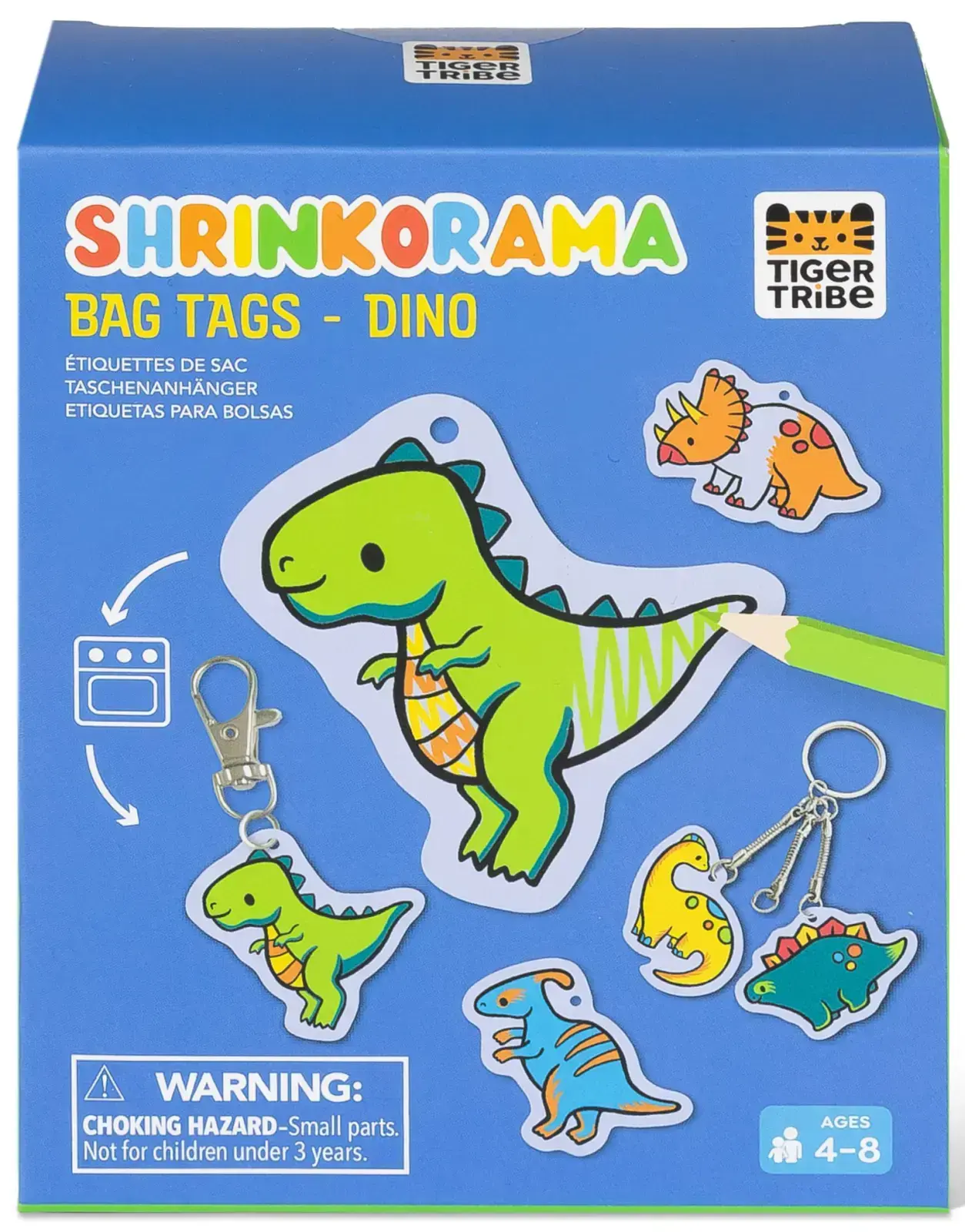 Kreativní sada Tiger Tribe Shrinkorama - Bag Tags - Dino uni