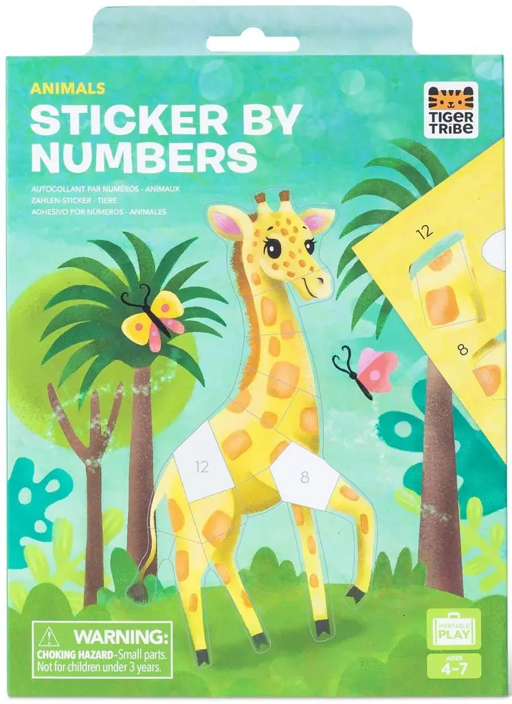 Samolepkové puzzle Tiger Tribe Sticker by Numbers - Animals uni