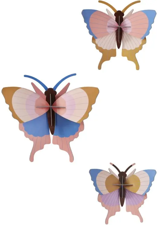 Nástěnná dekorace Studio Roof - Gold Rim Butterflies, sada 3 kusů uni