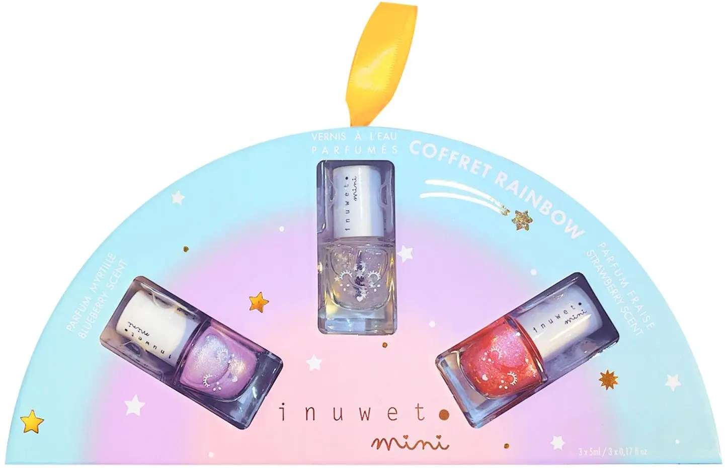 Sada laků na nehty Inuwet RAINBOW TRIO - Blueberry & Stars & Strawberry uni
