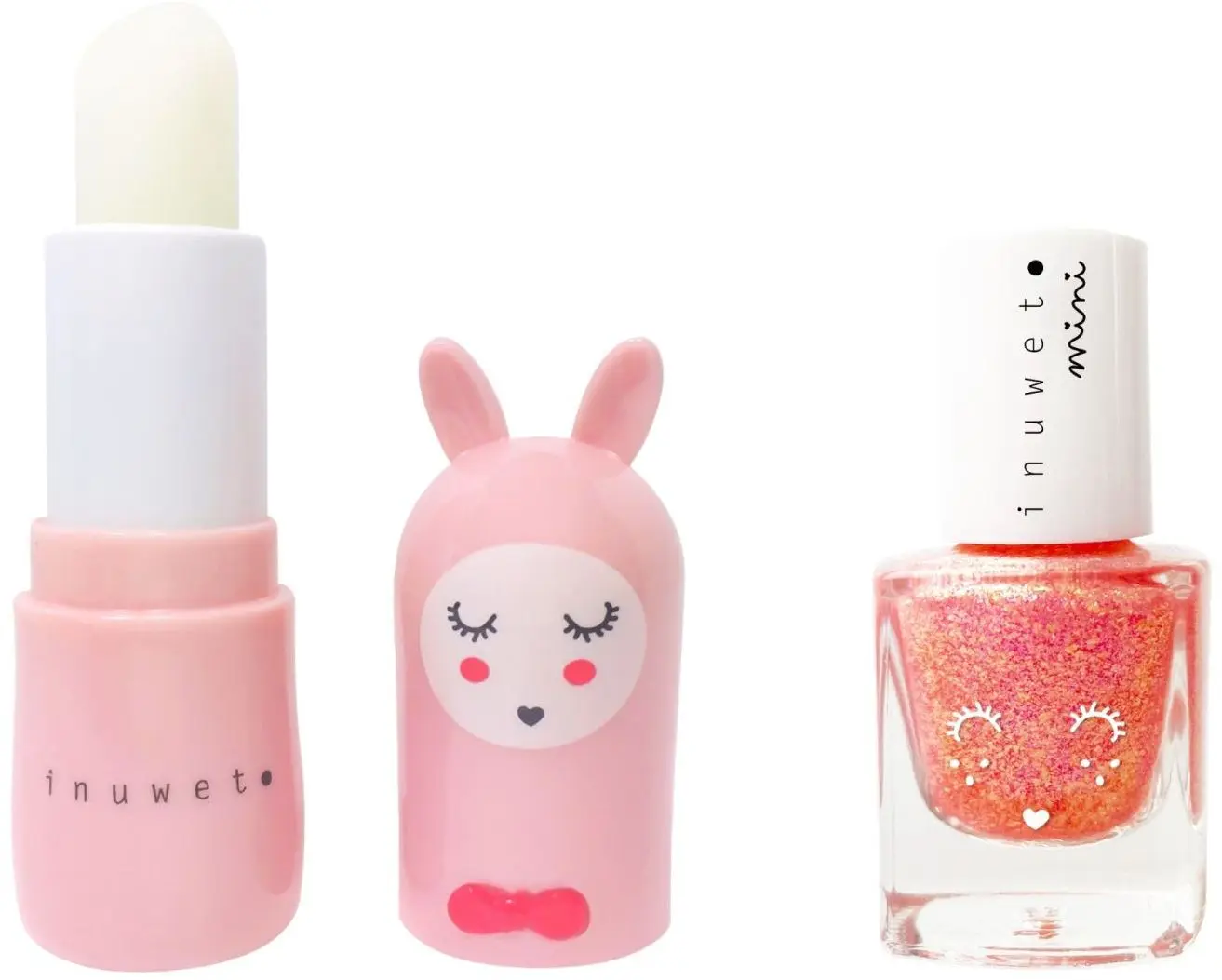 Dárková sada Inuwet balzám na rty a lak na nehty na bázi vody - Strawberry Light Pink uni