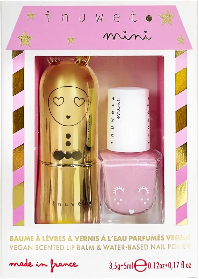 Dárková sada Inuwet DUO SET LIP BALM & NAIL POLISH - Cheesecake lip balm & Watermelon nailpolish uni
