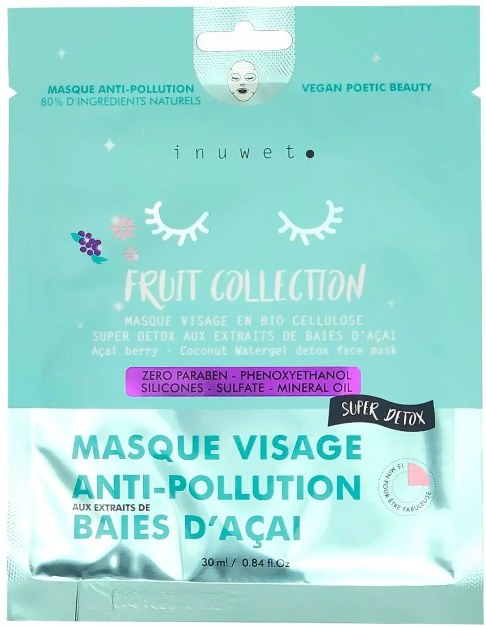 Maska na obličej Inuwet - Anti pollution - Detox Acai Berries uni