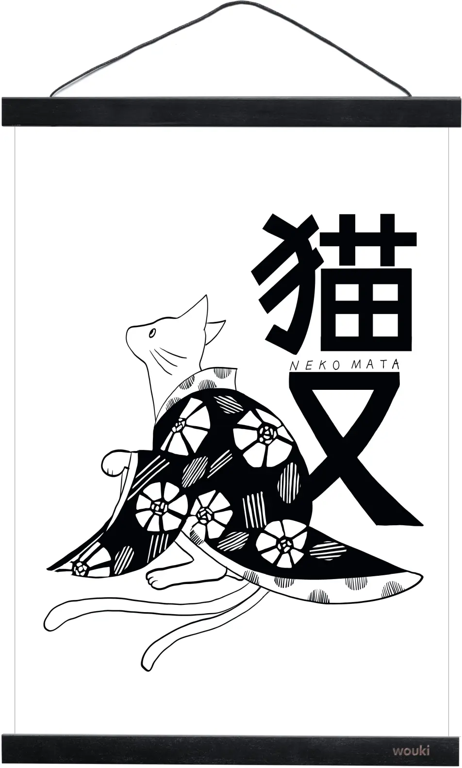 Wouki Art Print plakát – Magical Beasts – Nekomata – černé lišty uni