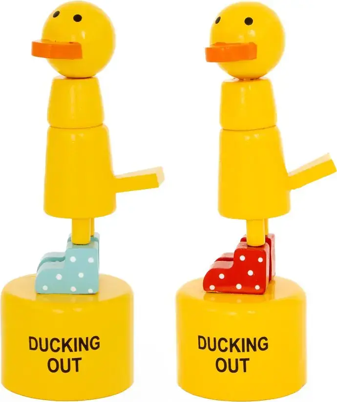 Dřevěná hračka Keycraft Push Puppet - Kachna uni