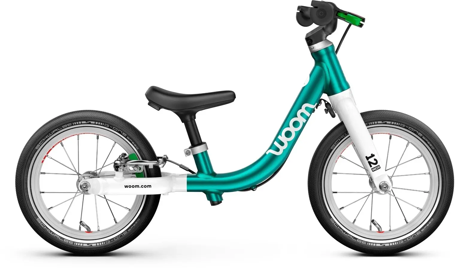Dětské odrážedlo 12" Woom 1 Classic GO - metallic petrol/ turquoise uni