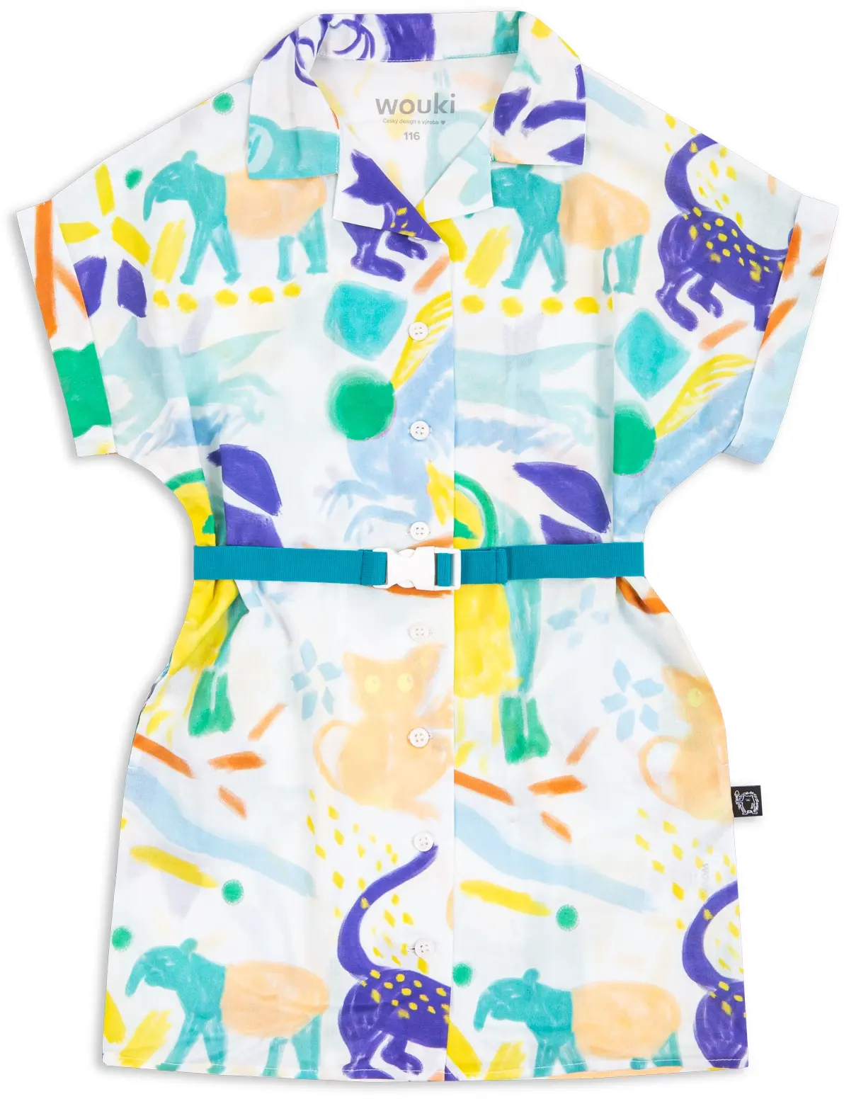 Dětské košilové šaty Wouki PAGU - jungle blue 158