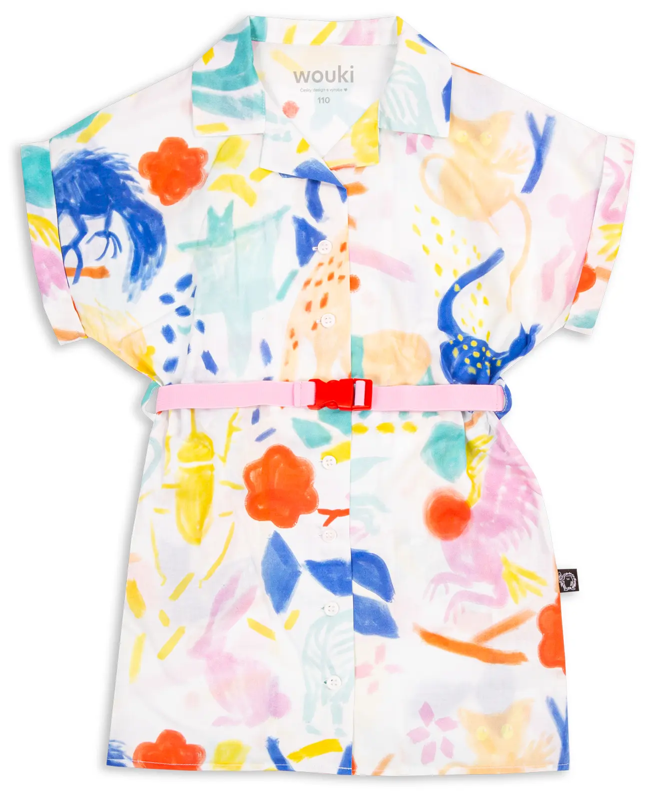 Dětské košilové šaty Wouki PAGU - jungle pink 122