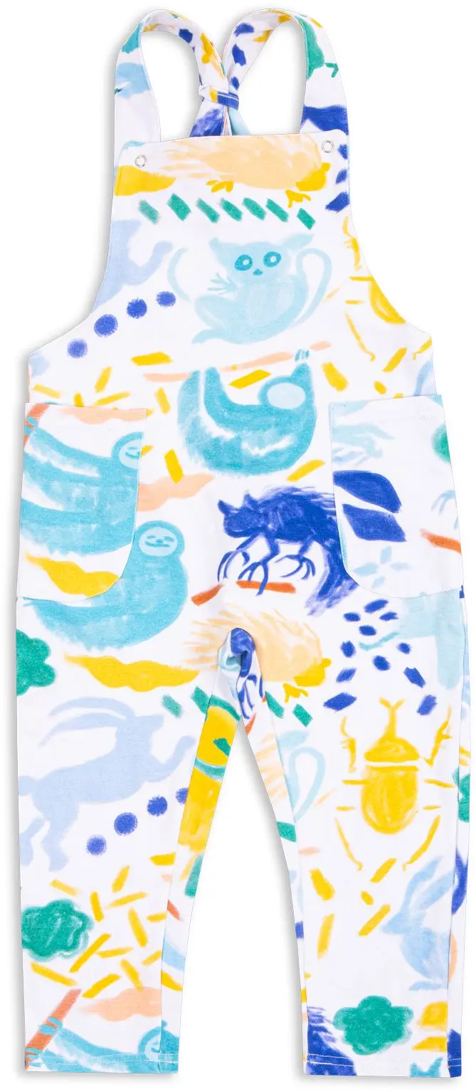 Dětské kalhoty s laclem Wouki OKAMI - blue jungle 104