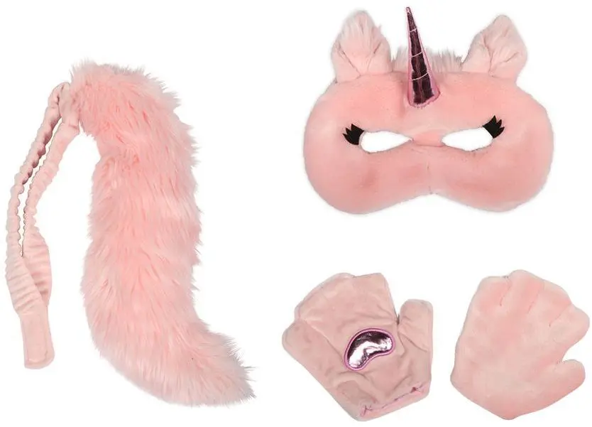 Plyšový dress-up set Wild & Soft - Růžový jednorožec (maska, rukavice, ocas) uni