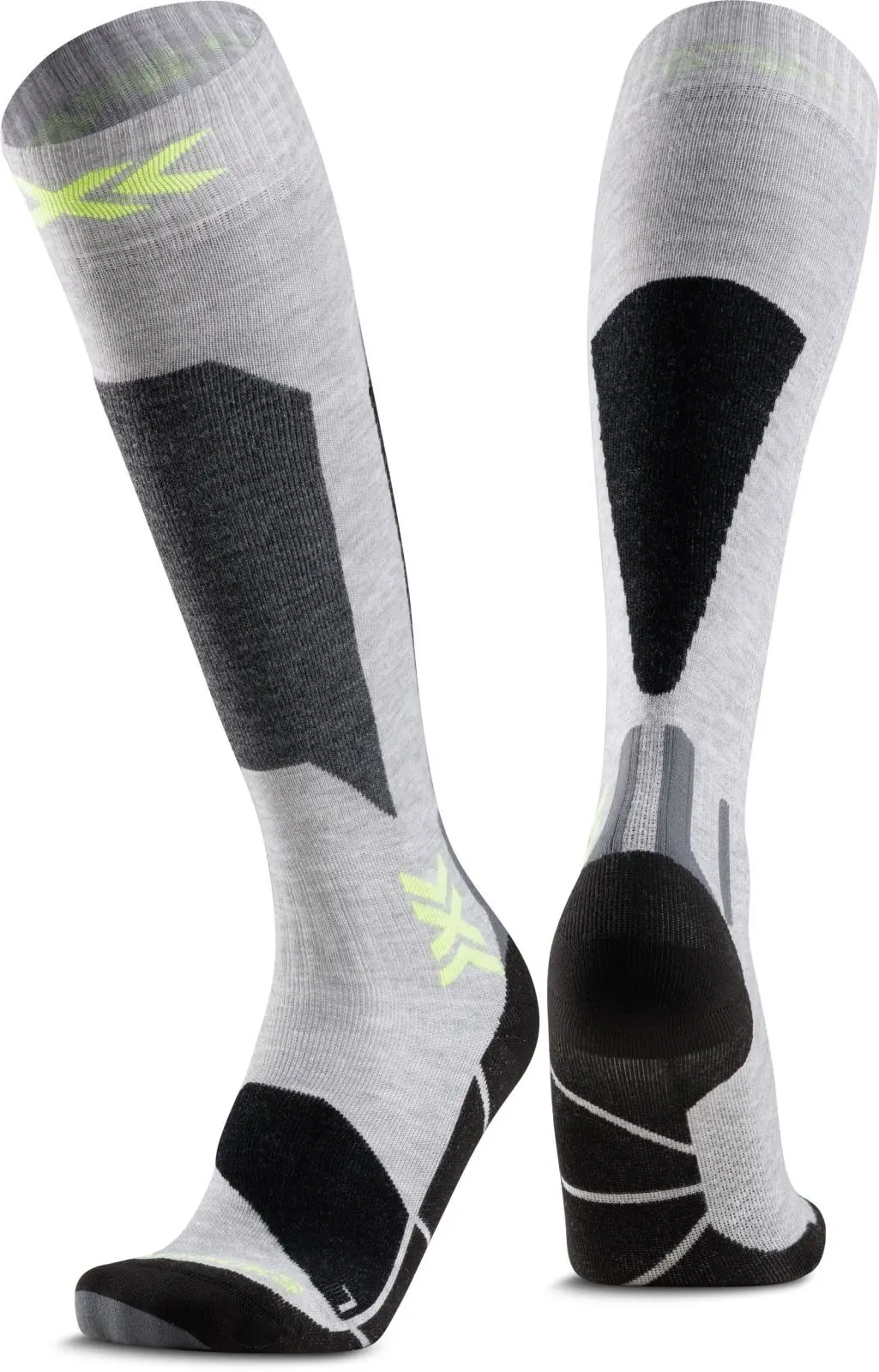 Dětské lyžařské ponožky X-Socks Ski Discover OTC Jr - rhino grey/canary 24-26