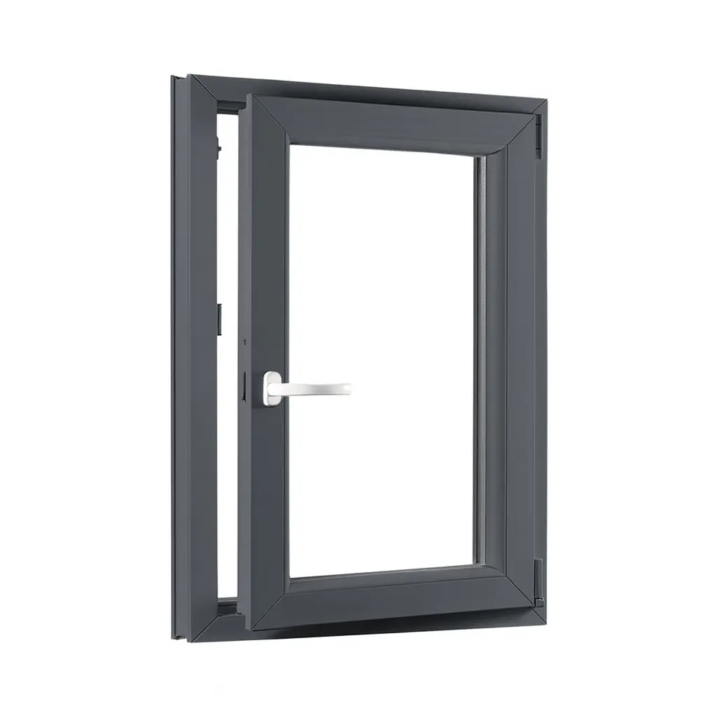Jednokřídlé plastové okno sklepní 600x900 mm, antracit / bílé, dvojsklo, pravé, OLIMPIA 60 AD