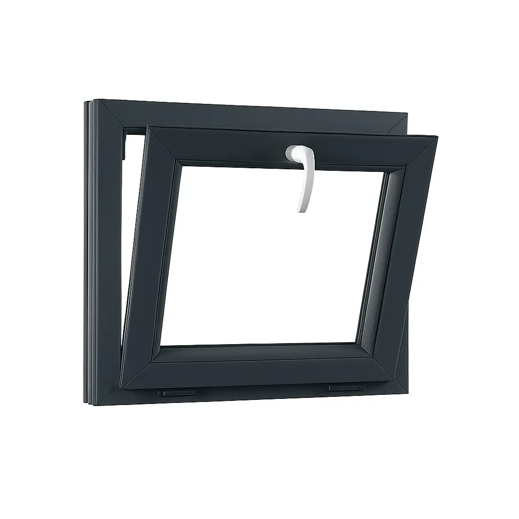 Jednokřídlé plastové okno sklepní 700x440 mm, antracit / bílé, dvojsklo, výklopné, OLIMPIA 60 AD