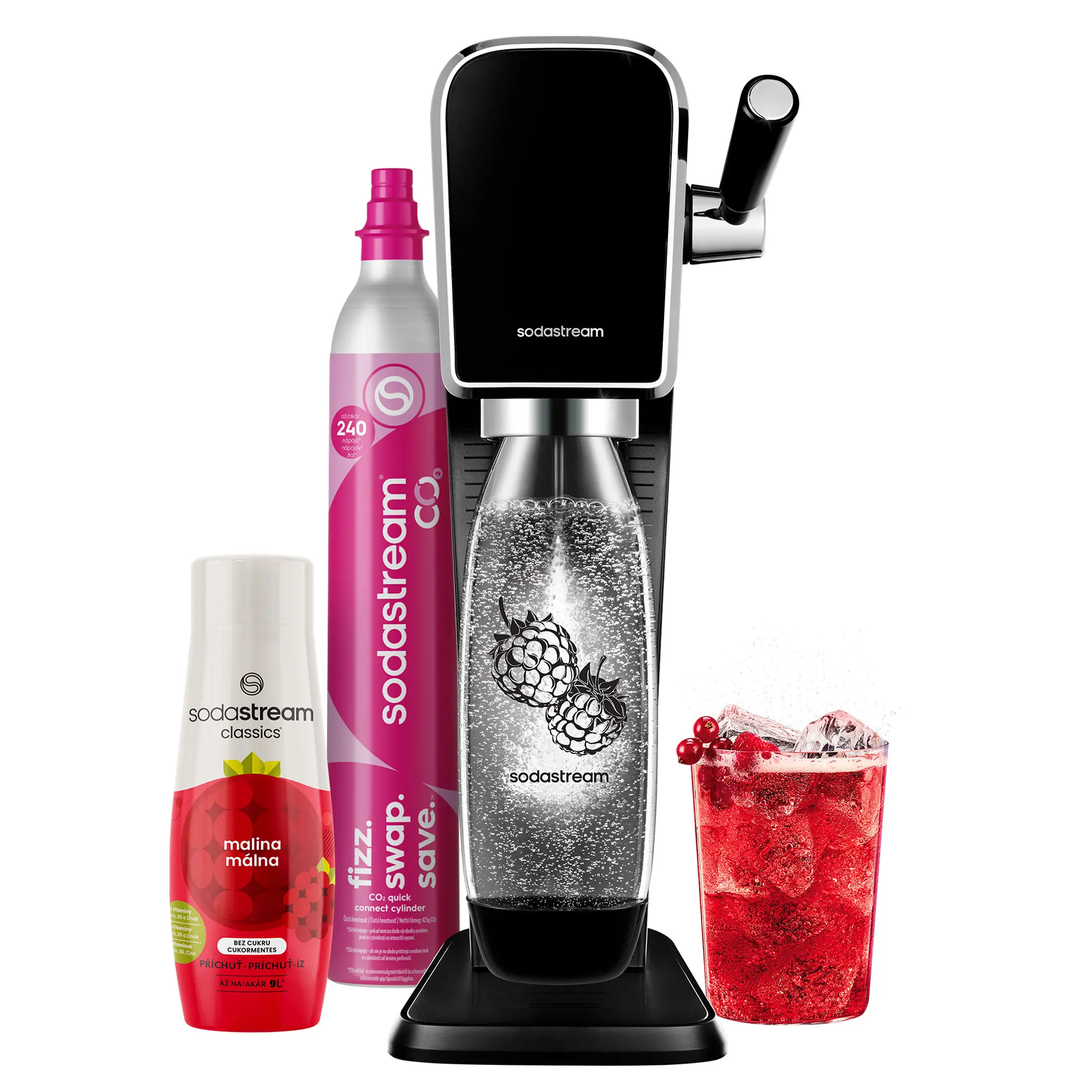 Sodastream Sada výrobníku ART Black Malina Zero Mpack