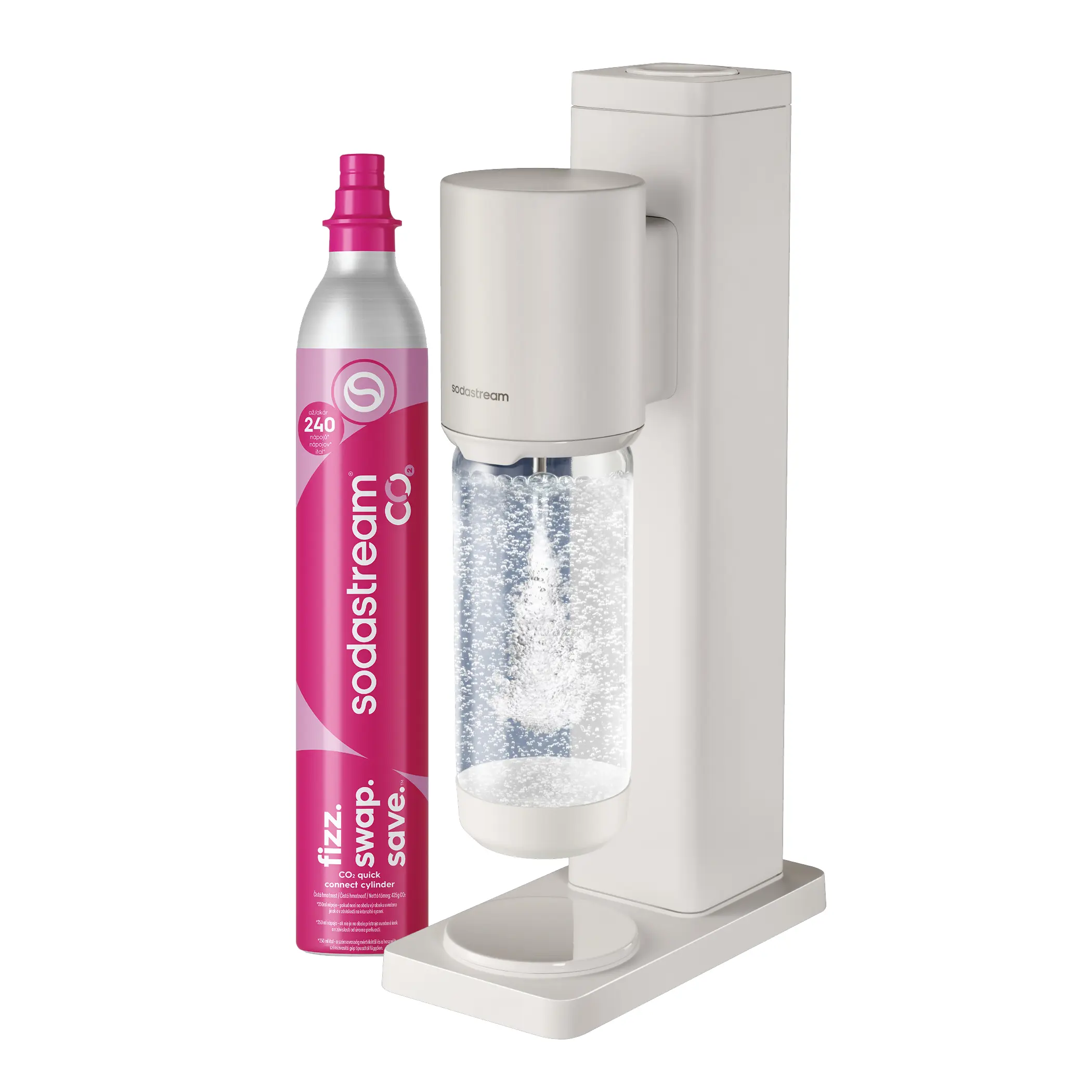SodaStream FRESH WHITE Výrobník domácí perlivé vody 1x,  Výrobník perlivé vody FRESH WHITE, 1x,  Bombička CO₂ se systémem QuickConnect, 1x,  Plastová