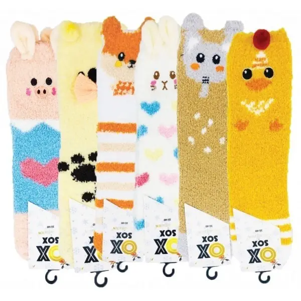 Barevné veselé žinilkové ponožky OXSOX YELLOW Náhodný mix UNI 1 pár