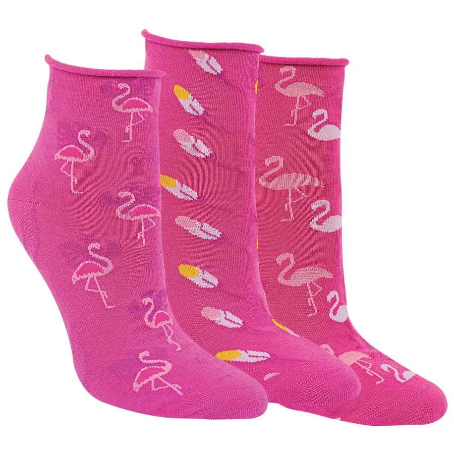Dámské kotníkové ruličkové ponožky bez gumiček RS Magenta 39-42 3 páry