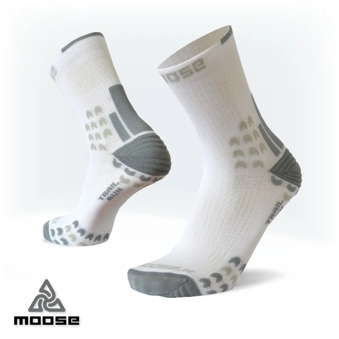 TRAIL NEW kompresní běžecké ponožky Moose Bílá XXL 1 pár