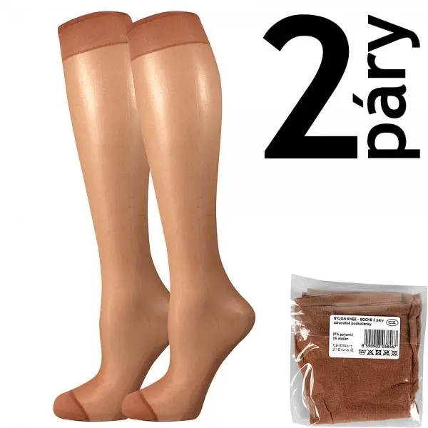 NYLON KNEE-SOCKS 2 páry 20 DEN punčochové podkolenky Lady B - SÁČEK