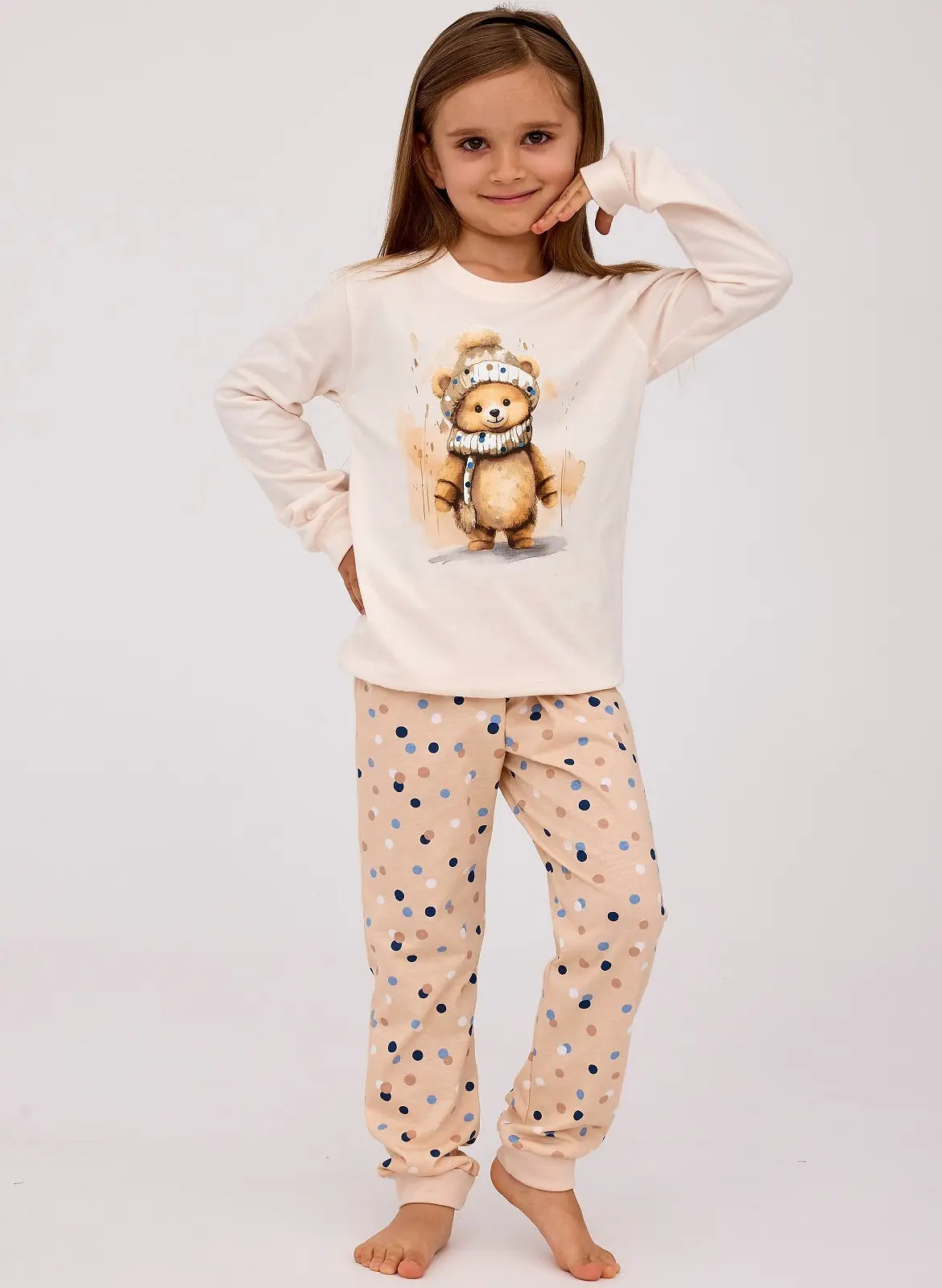 Cornette pyžamo dívčí 594/180 Sweet Bear - ecru
