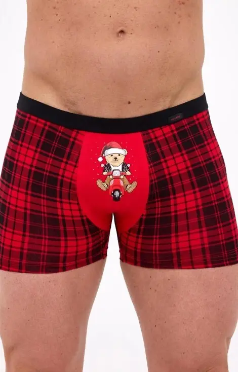 Cornette vánoční boxerky 007/78 Teddy Rider - červená